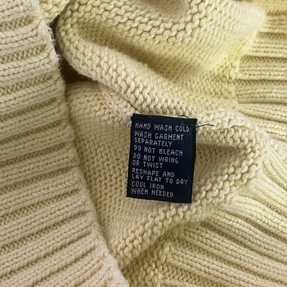 Polo Ralph Lauren Sweater Men’s Sz XL Pale Yellow Knit Cotton 90s Preppy VTG - Picture 5 of 6